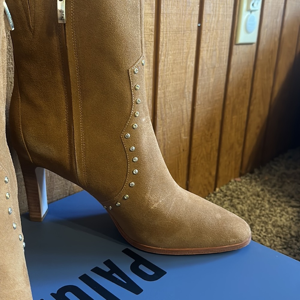 *FINAL* PAIGE Casey Pointed Toe Bootie: COGNAC SUEDE: NIB: SZ 10.5 - Picture 3 of 7